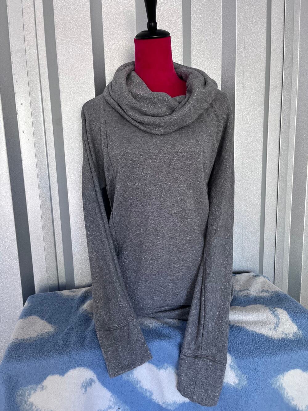 Grey cowel neck